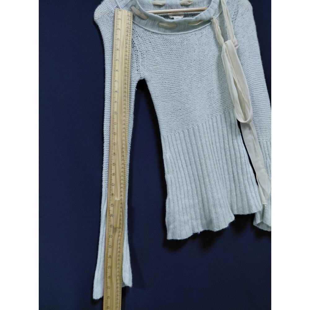 Sleeping on Snow Wool Blend Gray Ribbed Tie Neck Sweater Women Size M - Picture 9 of 10